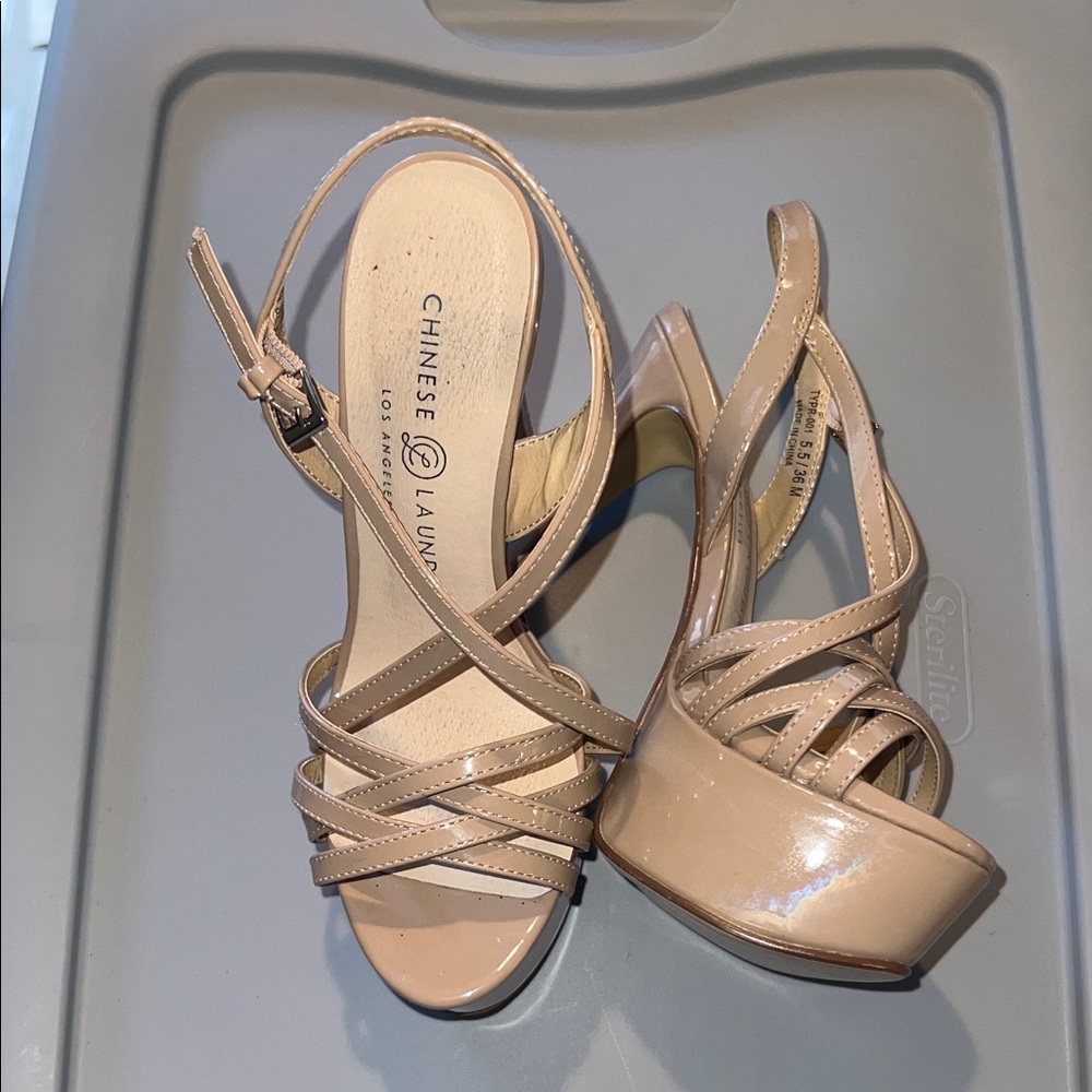 Chinese Laundry Nude Strappy Platform Heels